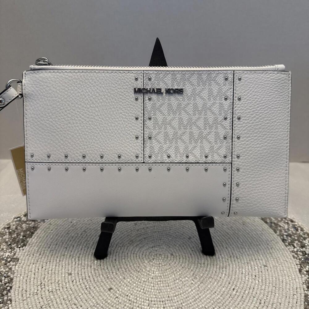 Michael Kors Jet Set Optic White Large Wristlet MSRP $328 NWT